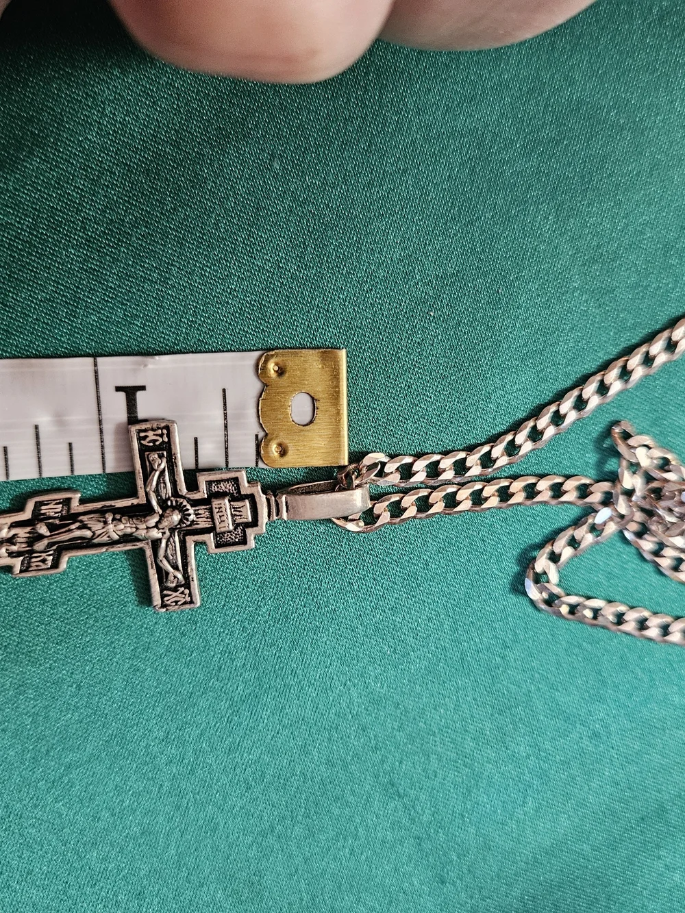 Men's Silver Crucifix Pendant with Curb Chain